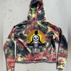 Women's Lurking Class Hoodie Multicolor Spell-Out S Streetwear CROPPED Tie Dyed